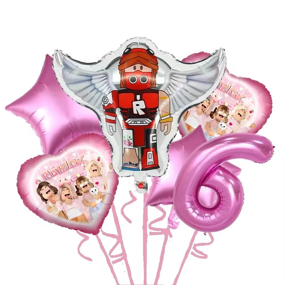 Blox Birthday Decorations Pink Foil Balloons Kit DIY