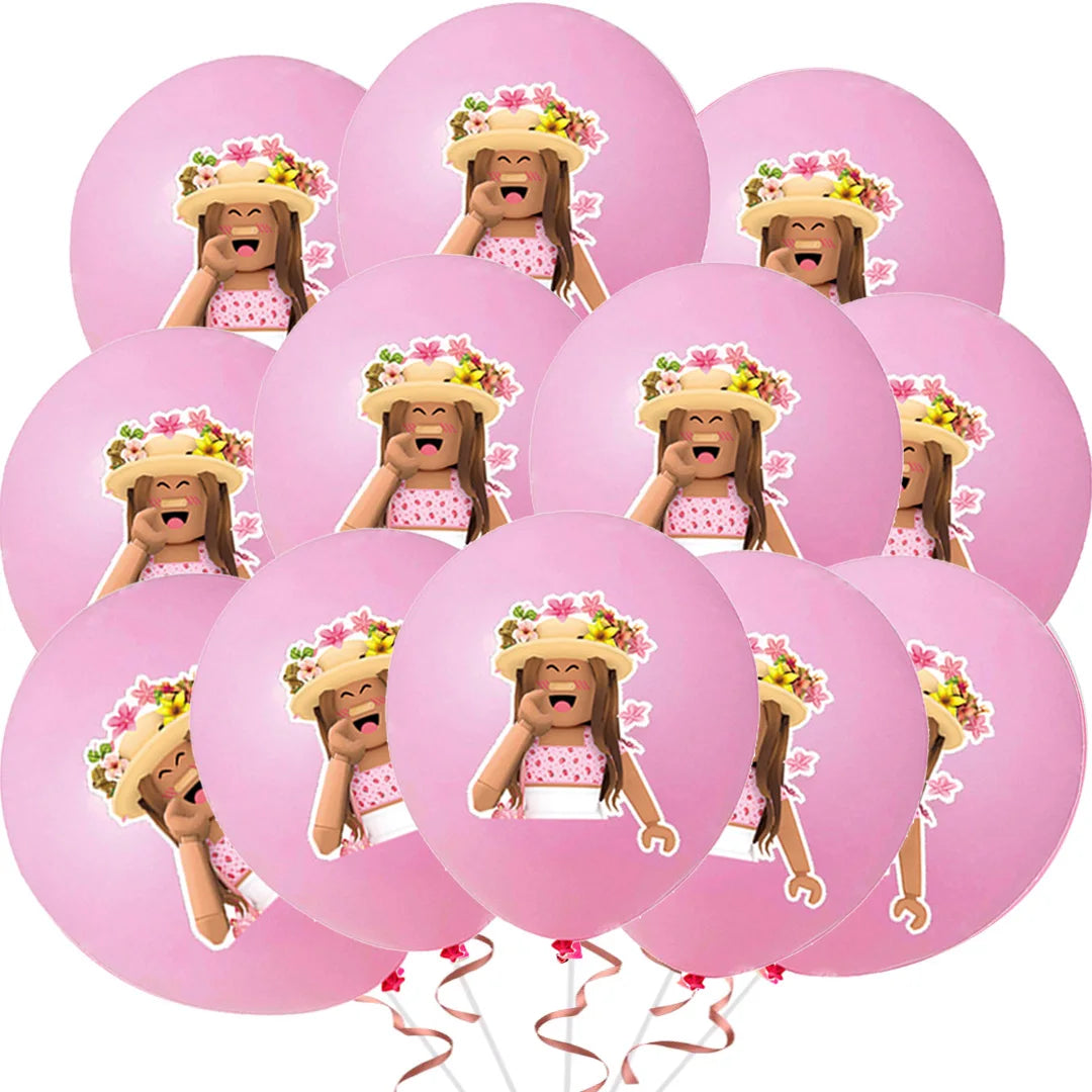 Blox Birthday Decorations Pink Foil Balloons Kit DIY