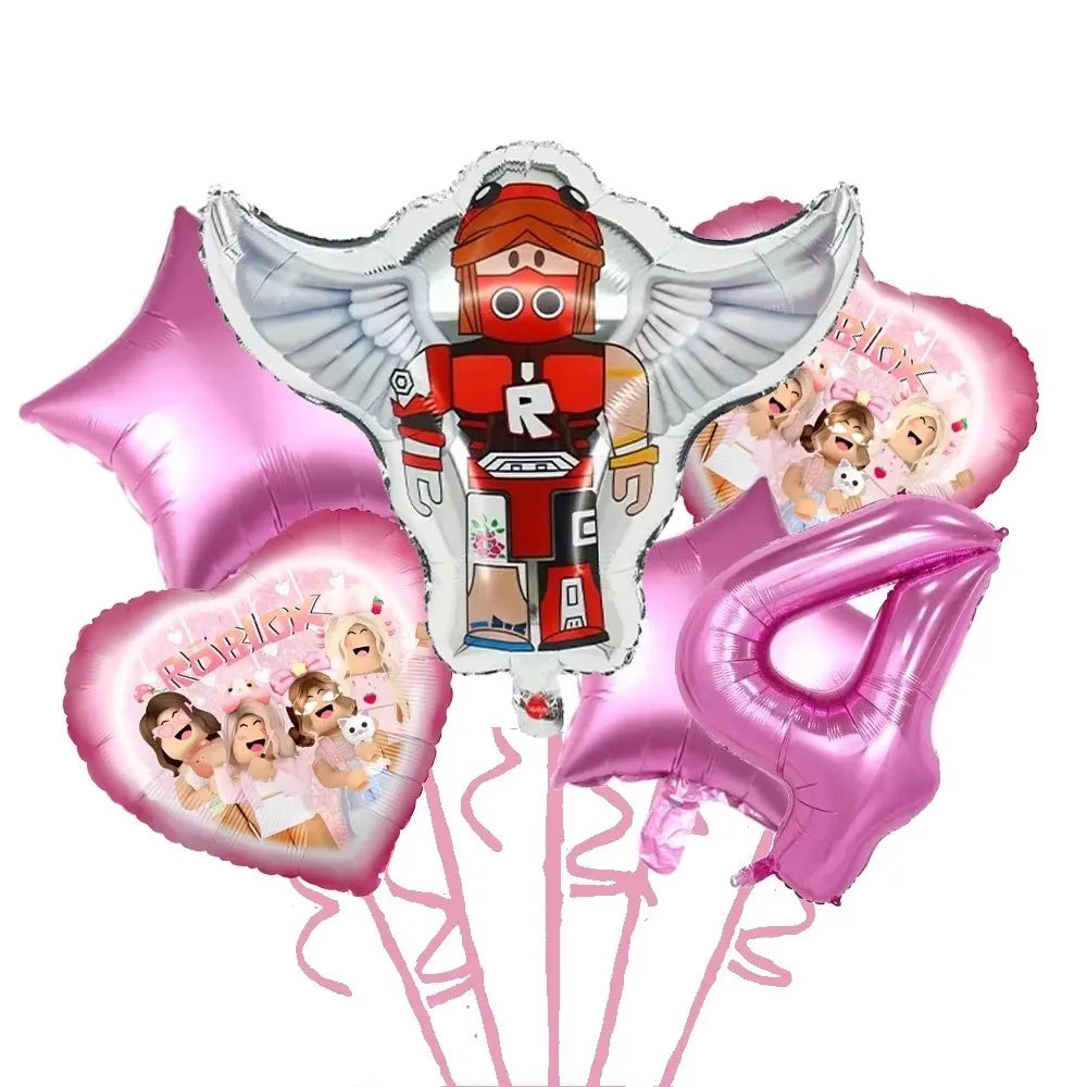 Blox Birthday Decorations Pink Foil Balloons Kit DIY