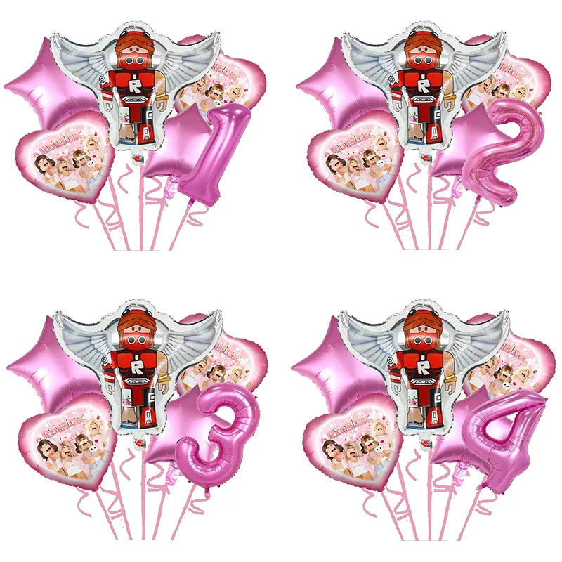 Blox Birthday Decorations Pink Foil Balloons Kit DIY